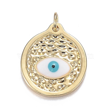 Real 18K Gold Plated White Evil Eye Brass+Enamel Pendants