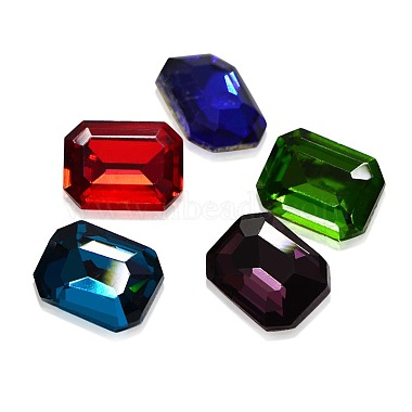 Faceted Rectangle K9 Glass Pointed Back Rhinestone Cabochons(RGLA-A017-6x8mm-SM)-3