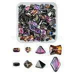Electroplate Transparent Glass Beads, Mixed Styles, Mixed Shapes, Black, 5.5~15x4~10.5x3~6.8mm, Hole: 0.8~1.2mm, 10pcs/style(EGLA-YW0003-22A)