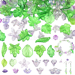 DIY Jewelry Making Kits, including Acrylic Beads & Pendants, Leaf & Flower, Mixed Color, 10x6mm, Hole: 1.5mm(DIY-YW0017-67)