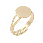 Adjustable Brass Pad Ring Setting, Flat Blank Round Finger Ring Base Trays, Rack Plating, Long-Lasting Plated, Lead Free & Cadmium Free, Real 24K Gold Plated, Tray: 10mm, 3mm, Inner Diameter: 17mm(KK-K414-05A-G)