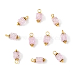 10Pcs Crackle Glass Pendants, Cube, with Golden Brass Ball Head Pins Loop, Orchid, 16mm, Hole: 3mm, 10pcs/set(PALLOY-YW00067-06)