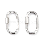 Anti-Tarnish Rhodium Plated 925 Sterling Silver Locking Carabiner Clasps, Quick Links, Oval, Platinum, 15x8.5x1.5mm(STER-K173-20P)