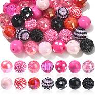 Acrylic & Resin & ABS Plastic Beads Sets, Round, Mixed Color, 19~20mm, Hole: 1.5~3mm, 14 styles, 50pcs/bag(MACR-CJ0001-67)