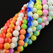 Two-Color Baking Painted Glass Bead Strands, Round, Mixed Color, 8mm, Hole: 1.3~1.6mm, about 104pcs/strand, 32.7 inch(DGLA-R050-8mm-M1)