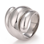 304 Stainless Steel Textured Chunky Ring for Men Women, Stainless Steel Color, US Size 6 1/4(16.7mm)~US Size 9(18.9mm)(RJEW-B040-14P)