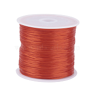 Flat Elastic Crystal String, Elastic Beading Thread, for Stretch Bracelet Making, Orange Red, 0.8mm, 60m/roll(X-EW-O001-01O)