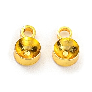 Rack Plating Brass Pendant Cabochon Settings, Cadmium Free & Lead Free, Long-Lasting Plated, Flat Round, Real 18K Gold Plated, Tray: 3mm, 5.5x3.5x2mm, Hole: 1mm(KK-P240-07G)