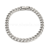 Non-Tarnish 201 Stainless Steel Curb Chain Bracelets for Women and Men, Stainless Steel Color, 7-1/8 inch(18cm)(BJEW-F473-08P-01)