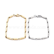 Unisex 304 Stainless Steel Bar Link Chain Bracelets, with Lobster Claw Clasps, Cross, Mixed Color, 8-3/8 inch(21.2cm), 4mm(BJEW-E372-09)