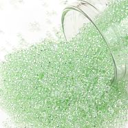 TOHO Round Seed Beads, Japanese Seed Beads, (172) Pale Green Transparent Rainbow, 15/0, 1.5mm, Hole: 0.7mm, about 3000pcs/10g(X-SEED-TR15-0172)