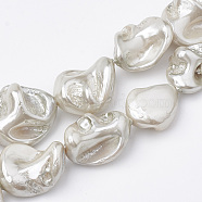 Shell Pearl Beads Strands, Polished, Nugget, WhiteSmoke, 15~25x10~26x5~16mm, Hole: 1mm, about 18pcs/strand, 14.96 inch(BSHE-Q031-15G)