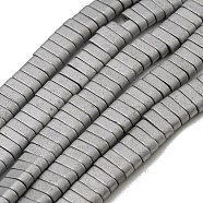 Electroplated Non-magnetic Synthetic Hematite Beads Strands, Rectangle, Matte Style, 2-Hole, Silver, 6x2x3mm, Hole: 1.2mm, about 199pcs/strand, 15.75 inch(40cm)(G-C106-B01-08A)