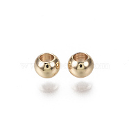 Brass Beads, Nickel Free, Round, Real 18K Gold Plated, 4x3mm, Hole: 2mm(KK-N231-91-NF)