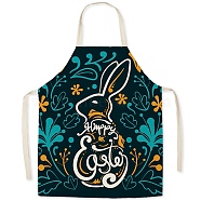 Cute Easter Rabbit Pattern Polyester Sleeveless Apron, with Double Shoulder Belt, for Household Cleaning Cooking, Teal, 680x550mm(PW-WG98916-25)