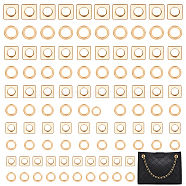 WADORN 50 Sets 5 Style Alloy Grommet Eyelet Findings, for Bag/Suitcase/Costume Accessories, Square/Ring, Light Gold, 14.5~28x14.5~28x5~7mm, Hole: 8~17mm, 10 sets/style(FIND-WR0010-06)