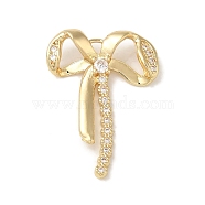 Brass Micro Pave Clear Cubic Zirconia Pendants, Bowknot, Real 14K Gold Plated, 25.5x19x3mm, Hole: 1x2mm(KK-G499-05G)