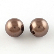 Round ABS Plastic Imitation Pearl Beads, Camel, 20mm, Hole: 2mm, about 120pcs/500g(OACR-R053-26)