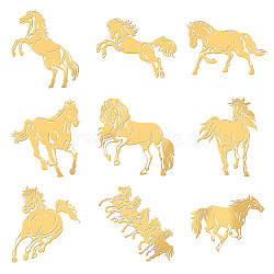 Nickel Decoration Stickers, Metal Resin Filler, Epoxy Resin & UV Resin Craft Filling Material, Horse Pattern, 40x40mm, 9 style, 1pc/style, 9pcs/set(DIY-WH0450-023)