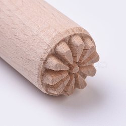 DIY Scrapbook, Wooden Stamps, Column with Flower Pattern, BurlyWood, 50~50.5x19.5~20.5mm(AJEW-WH0098-96E)