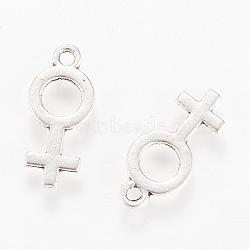 Tibetan Style Alloy Pendants, Female Gender Sign, Cadmium Free & Lead Free, Antique Silver, 18x8x1.5mm, Hole: 1.5mm, about 1780pcs/1000g(TIBEP-Q063-107AS-RS)