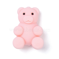 Silicone Beads, Cartoon Animal Bear, Pink, 29x22x13mm, Hole: 2mm(SIL-S005-01E)