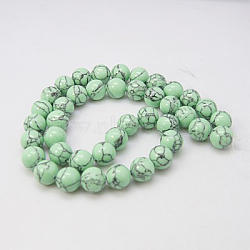 Synthetic Turquoise Beads Strands, Dyed, Round, Pale Green, 8mm, Hole: 1mm, about 50pcs/strand, 15.7 inch(X-TURQ-H038-8mm-XXS19)