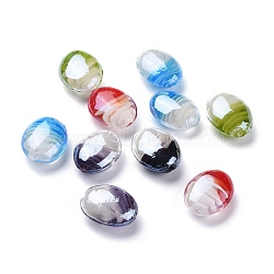 Handmade Lampwork Beads, Pearlized, Oval, Mixed Color, 21x18x10mm, Hole: 2.5mm(LAMP-S014-M)