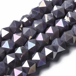 Electroplate Glass Beads Strands, AB Color Plated, Faceted, Star Cut Round Beads, Slate Gray, 8x6.5x4mm, Hole: 1.2mm, about 70~72pcs/strand, 22.05~22.44 inch(56~57cm)(EGLA-S194-14A-A02)