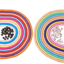 Flat Round Eco-Friendly Handmade Polymer Clay Beads, Disc Heishi Beads for Hawaiian Earring Bracelet Necklace Jewelry Making, with Cube Acrylic Beads, Mixed Color, 6x1mm, Hole: 2mm, about 380~400pcs/strand, 17.7 inch, 20 colors, 1 strand/color, 20 strands(CLAY-SZ0001-70)