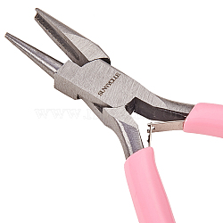 45# Carbon Steel Jewelry Pliers, Round Nose Pliers, Polishing, Pink, 11.8x6.7x0.9cm(PT-SC0001-03)