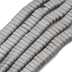 Electroplated Non-magnetic Synthetic Hematite Beads Strands, Rectangle, Matte Style, 2-Hole, Silver, 6x2x3mm, Hole: 1.2mm, about 199pcs/strand, 15.75 inch(40cm)(G-C106-B01-08A)