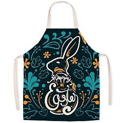 Cute Easter Rabbit Pattern Polyester Sleeveless Apron, with Double Shoulder Belt, for Household Cleaning Cooking, Teal, 680x550mm(PW-WG98916-25)