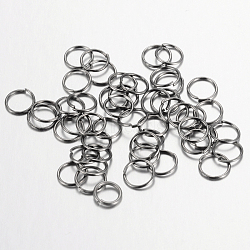 Iron Open Jump Rings, Gunmetal, 4x0.7mm, 21 Gauge, Inner Diameter: 2.6mm, about 25000pcs/1000g(IFIN-A018-4mm-B)