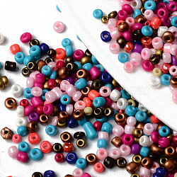 12/0 Glass Seed Beads, Baking Paint, Round Hole, Round, Mixed Color, 12/0, 2~2.5x1.5~2mm, Hole: 0.8mm, about 44000pcs/bag, about 450g/bag(SEED-R051-03A)