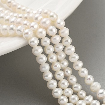 Natural Cultured Freshwater Pearl Beads Strands, Potato, Floral White, 3.5~4mm, Hole: 0.5mm, about 45~59pcs/strand, 6.89~7.68 inch(17.5~19.5cm)