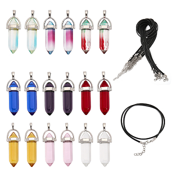 CHGCRAFT DIY Necklace Making Kit, Including Glass Bullet Pendant, Imitation Leather Cord Necklace Making, Mixed Color, 36Pcs/box