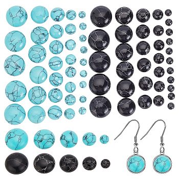150Pcs 10 Styles Synthetic Turquoise Cabochons, Dyed, Half Round/Dome, Mixed Color, 6~12x3~4.5mm, 15pcs/style