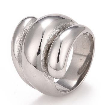 304 Stainless Steel Textured Chunky Ring for Men Women, Stainless Steel Color, US Size 6 1/4(16.7mm)~US Size 9(18.9mm)