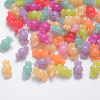 Imitation Jelly Acrylic Beads, Faceted, Candy, Mixed Color, 8.5x16x8.5mm, Hole: 1.8mm