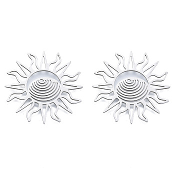 Non-Tarnish 201 Stainless Steel Filigree Joiners, Sun, Stainless Steel Color, 38x38x1mm