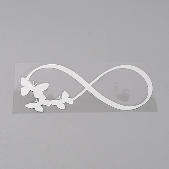 PET Sticker Car Decoration, Face Car Sticker, for Car Decoration, Infinity with Butterfly, White, 72x163x0.3mm