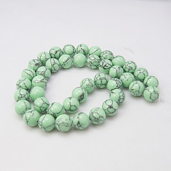 Synthetic Turquoise Beads Strands, Dyed, Round, Pale Green, 8mm, Hole: 1mm, about 50pcs/strand, 15.7 inch