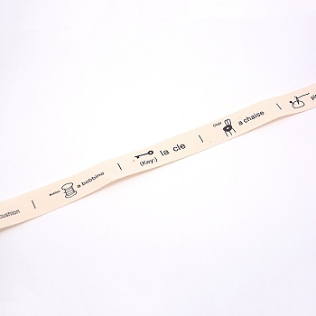 Polycotton(Polyester Cotton) Ribbon, Cartoon Pattern, Word, 5/8 inch(16mm), 5yards/bundle(4.57m/bundle)