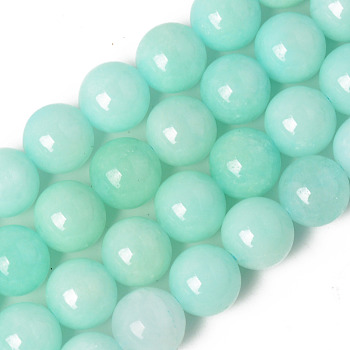 Natural Quartz Beads Strands, Dyed & Heated, Imitation Amazonite Color, Round, Pale Turquoise, 10~10.5mm, Hole: 1.2mm, about 38pcs/Strand, 15.16 inch(38.5cm)