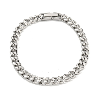 Non-Tarnish 201 Stainless Steel Curb Chain Bracelets for Women and Men, Stainless Steel Color, 7-1/8 inch(18cm)