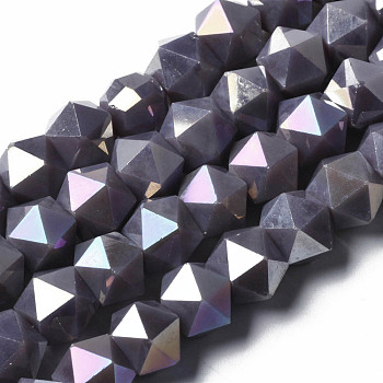 Electroplate Glass Beads Strands, AB Color Plated, Faceted, Star Cut Round Beads, Slate Gray, 8x6.5x4mm, Hole: 1.2mm, about 70~72pcs/strand, 22.05~22.44 inch(56~57cm)