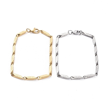 Unisex 304 Stainless Steel Bar Link Chain Bracelets, with Lobster Claw Clasps, Cross, Mixed Color, 8-3/8 inch(21.2cm), 4mm
