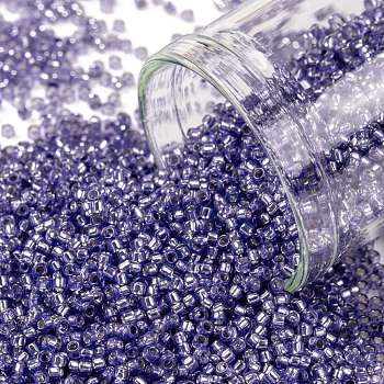 TOHO Round Seed Beads, Japanese Seed Beads, (2123) Silver Lined Tanzanite Opal, 15/0, 1.5mm, Hole: 0.7mm, about 3000pcs/bottle, 10g/bottle