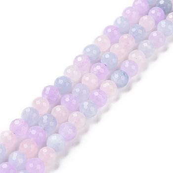 Natural Aquamarine & Rose Quartz & Amethyst Beads Strands, Faceted, Round, 6x6mm, Hole: 0.8mm, about 67pcs/strand, 15.43''(39.2cm)
